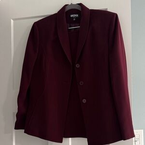 Kasper Women's Burgundy Shawl Collar Blazer and Skirt Suit
